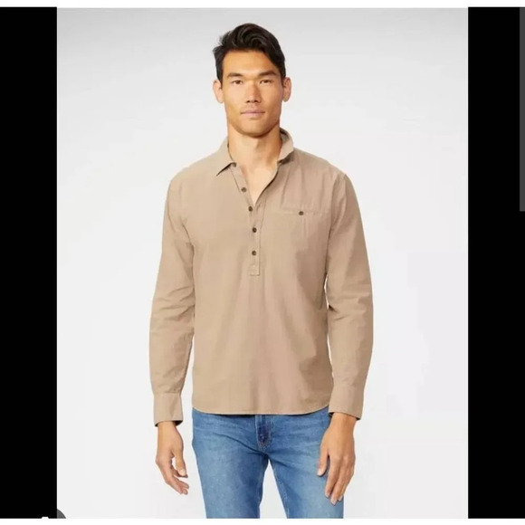 PAIGE RORY REGULAR-FIT COTTON SHIRT IN BEIGE ASH SZ XXL - Picture 1 of 8